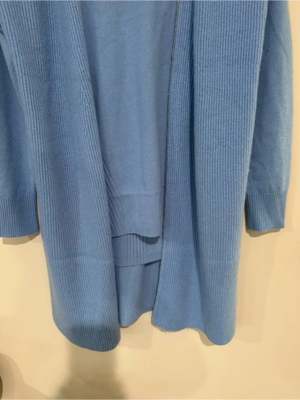 St. John Blue Cashmere 2-Piece Long Cardigan & Shell Set Petite P